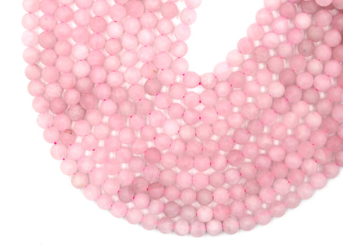 Matte Rose Quartz Gemstone Beads, 6mm, Round